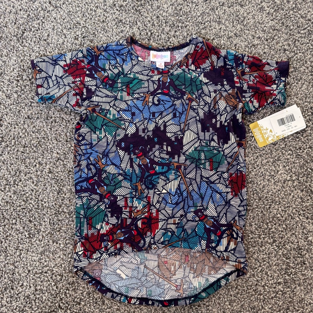 NWT LuLaRoe Gracie Girl's Size 4 Disney Dr Facilier Hi Low Hem Tunic Top Shirt
